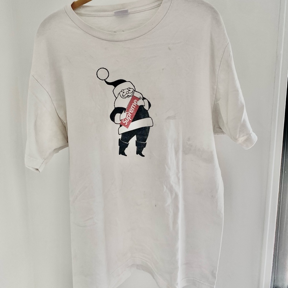 Supreme White Tee with Santa Graphic